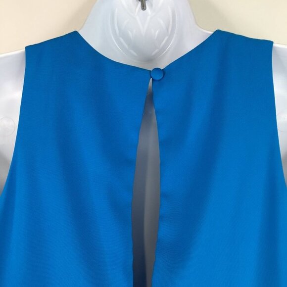 Topshop Assymetrical Blue Dress Sleeveless Size 4 - Picture 4 of 9